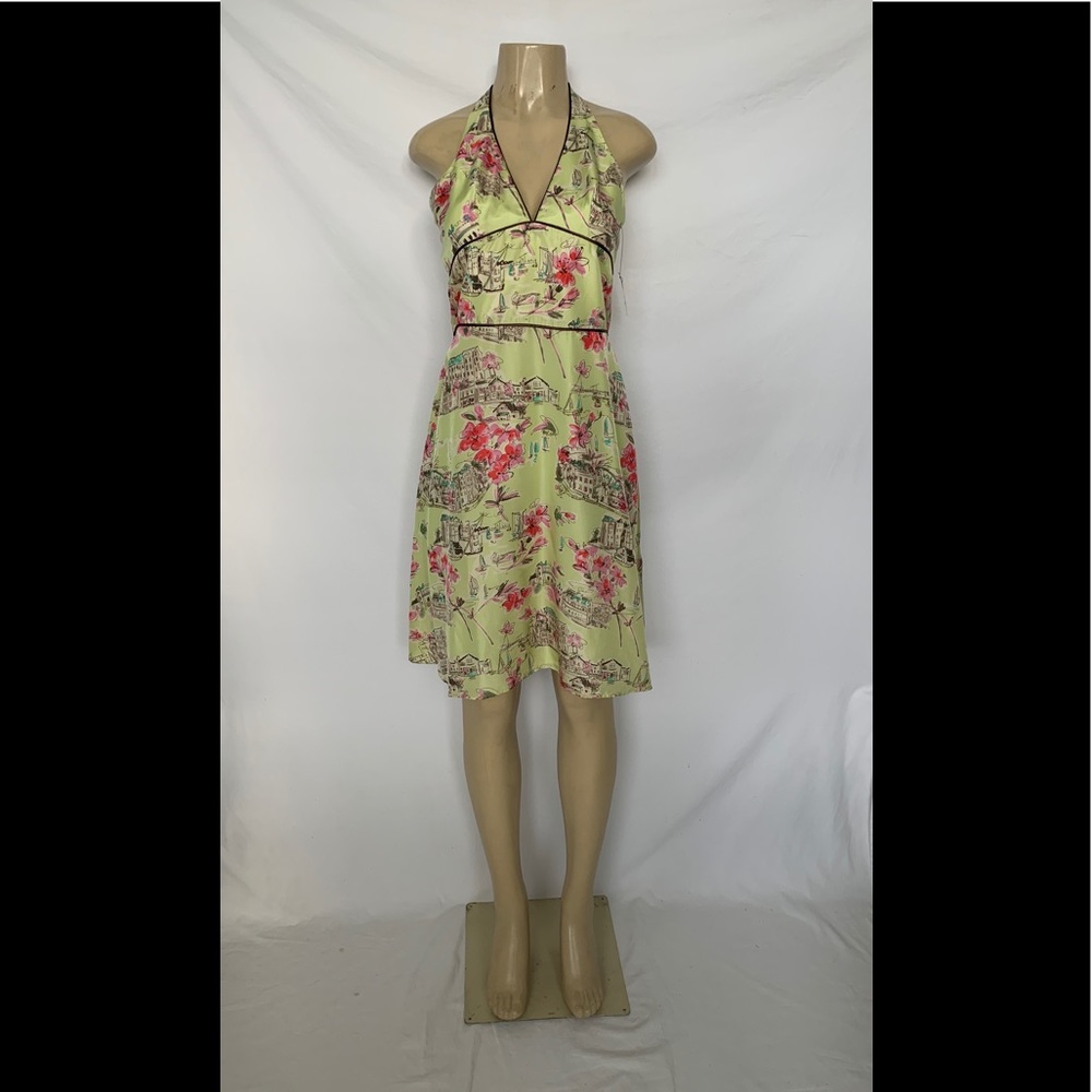 NWT ABS By Alan Schwartz Sz 8 Printed Halter Dress